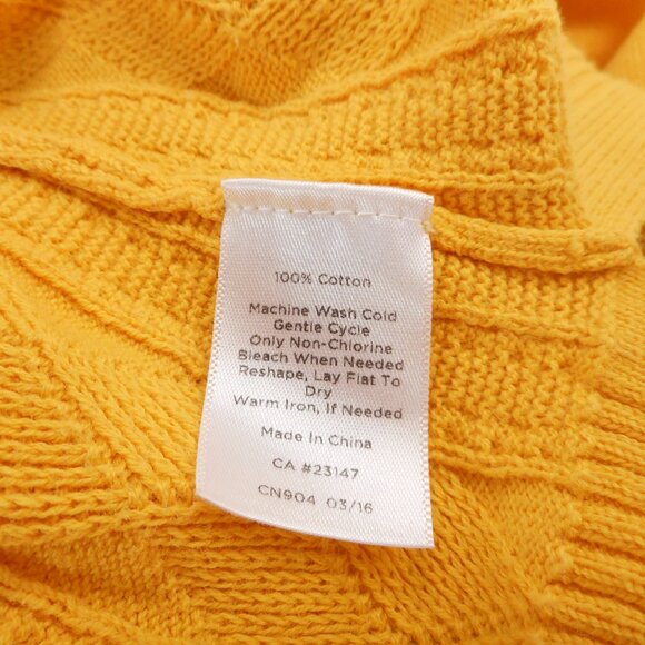 Talbots Women's size M Cotton Sweater Yellow V-Neck Long Sleeve Cable Knit - Picture 8 of 10